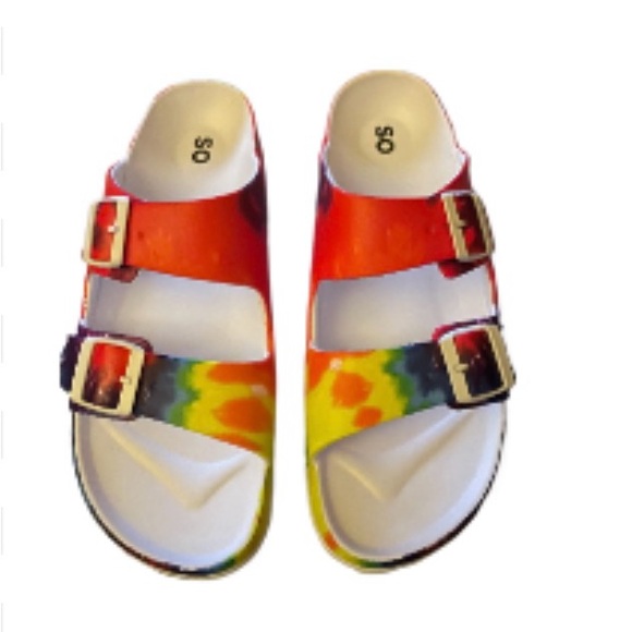 SO Shoes - NWOT SO Passionfruit Tie Dye Colorful Sandals Size 10